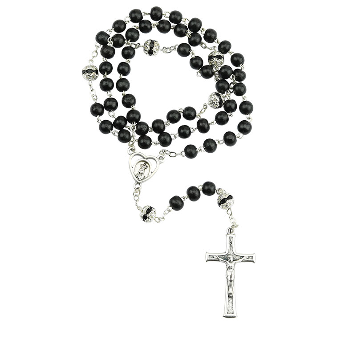 Wood and shamballa rosary 1