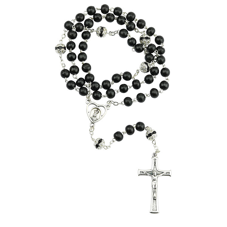 Wood and shamballa rosary 1
