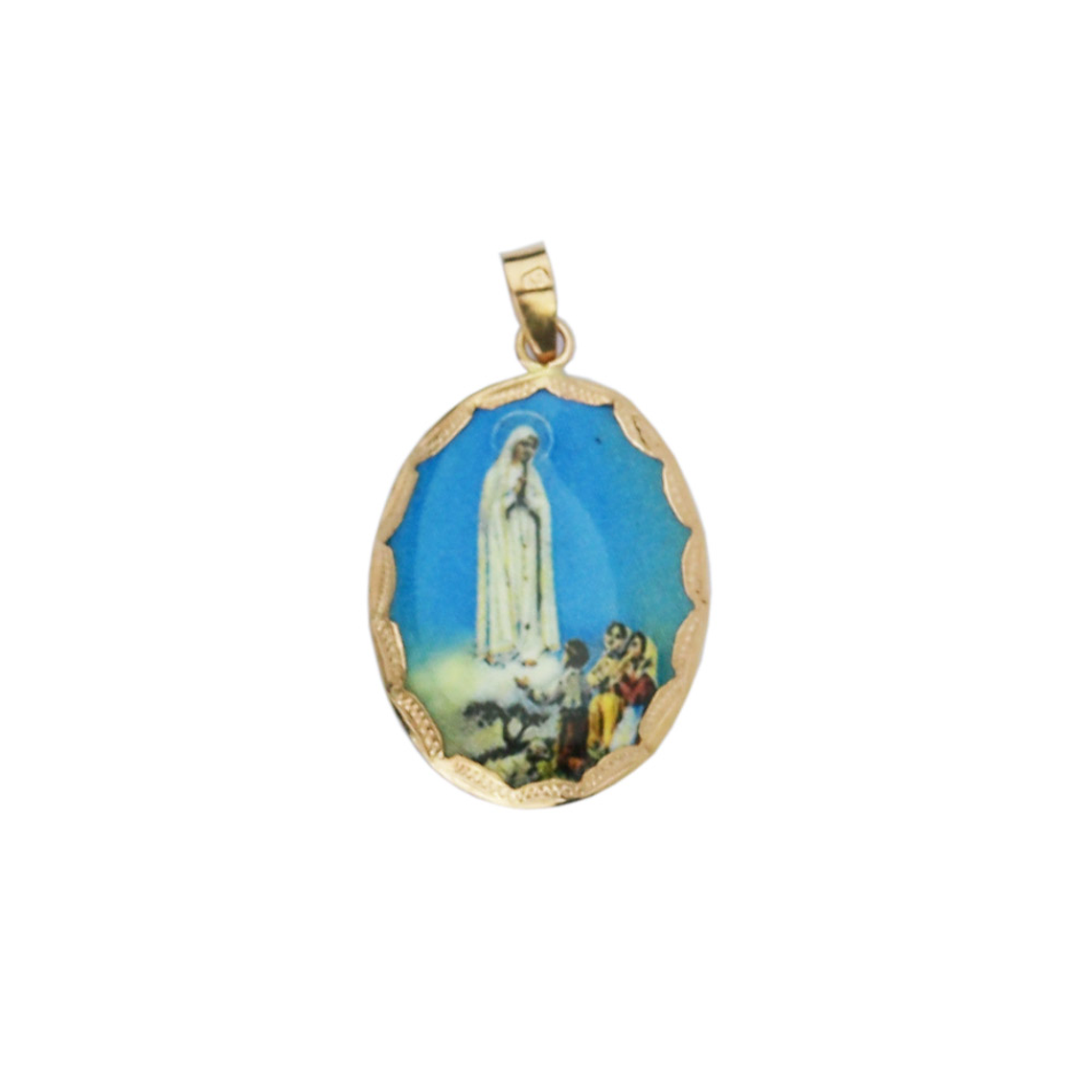 Fatima Medal colored in 19.2 carat gold  1