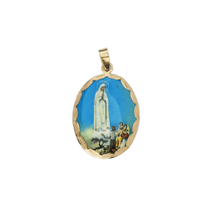 Fatima Medal colored in 19.2 carat gold 