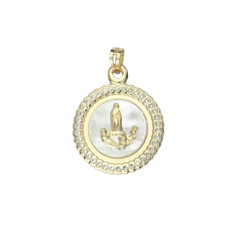 Fatima Medal with zirconia in 19.2 carat gold  1
