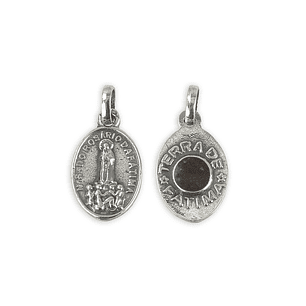 Oval medal with soil of Fatima - 925 Silver