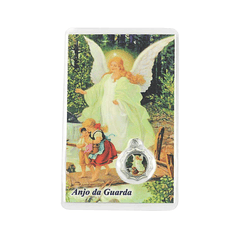 Tarjeta con oración al Ángel de la Guarda.