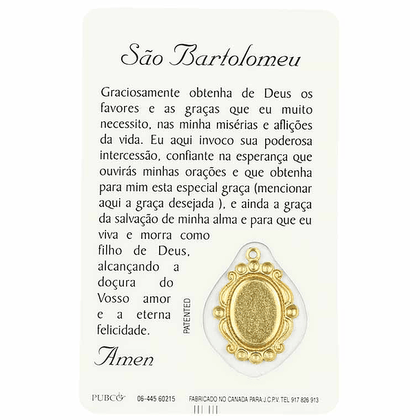 Saint Bartholomew prayer card 2