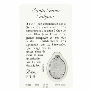 Prayer card of Saint Gemma