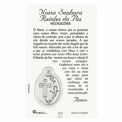 Tarjeta de oración de Nuestra Señora de la Paz.