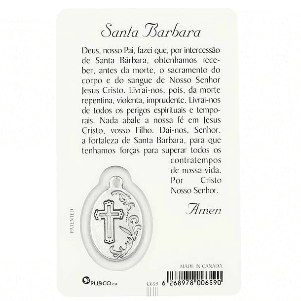 Prayer card of Saint Barbara 2