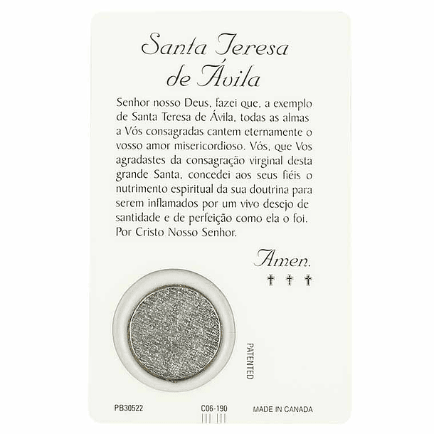 Tarjeta de Santa Teresita de Avila 2