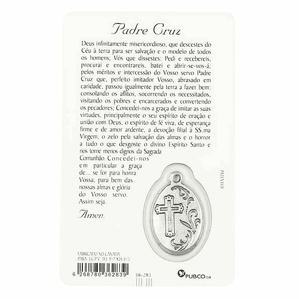 Tarjeta de oración del Padre Cruz 2