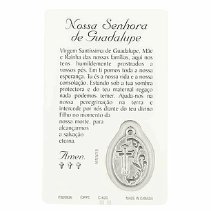 Prayer card of Our Lady of Guadalupe