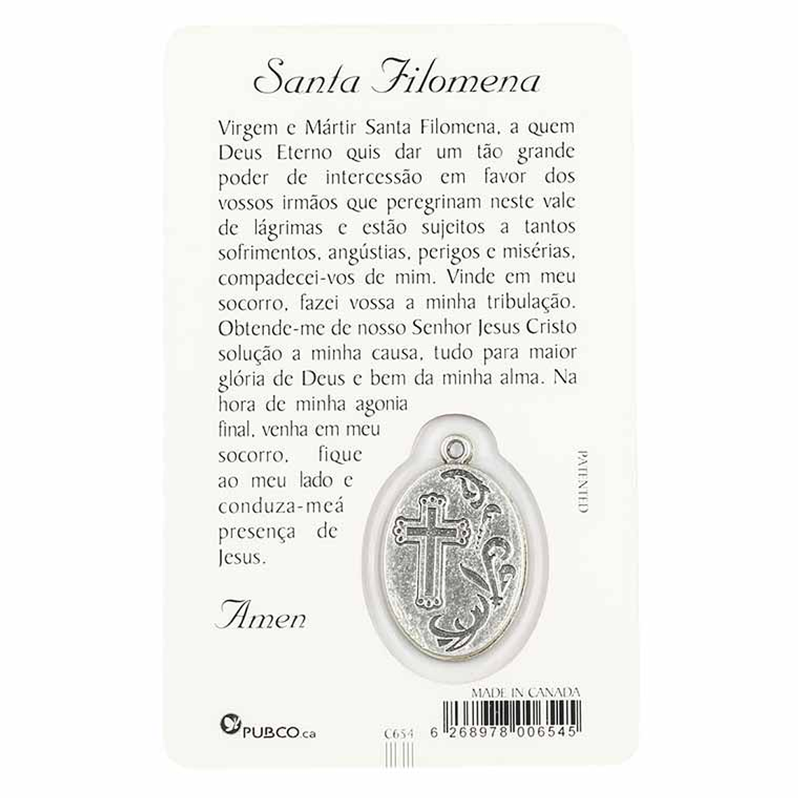 Prayer card of Saint Philomena 2