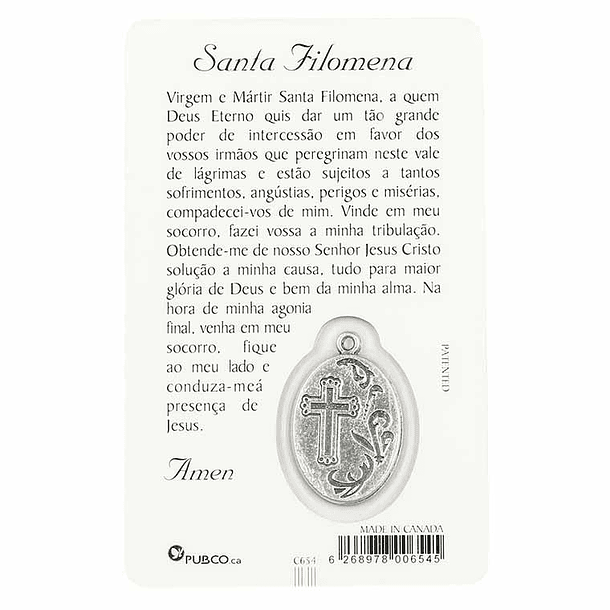 Prayer card of Saint Philomena 2