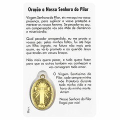 Tarjeta de oración de Nuestra Señora del Pilar.