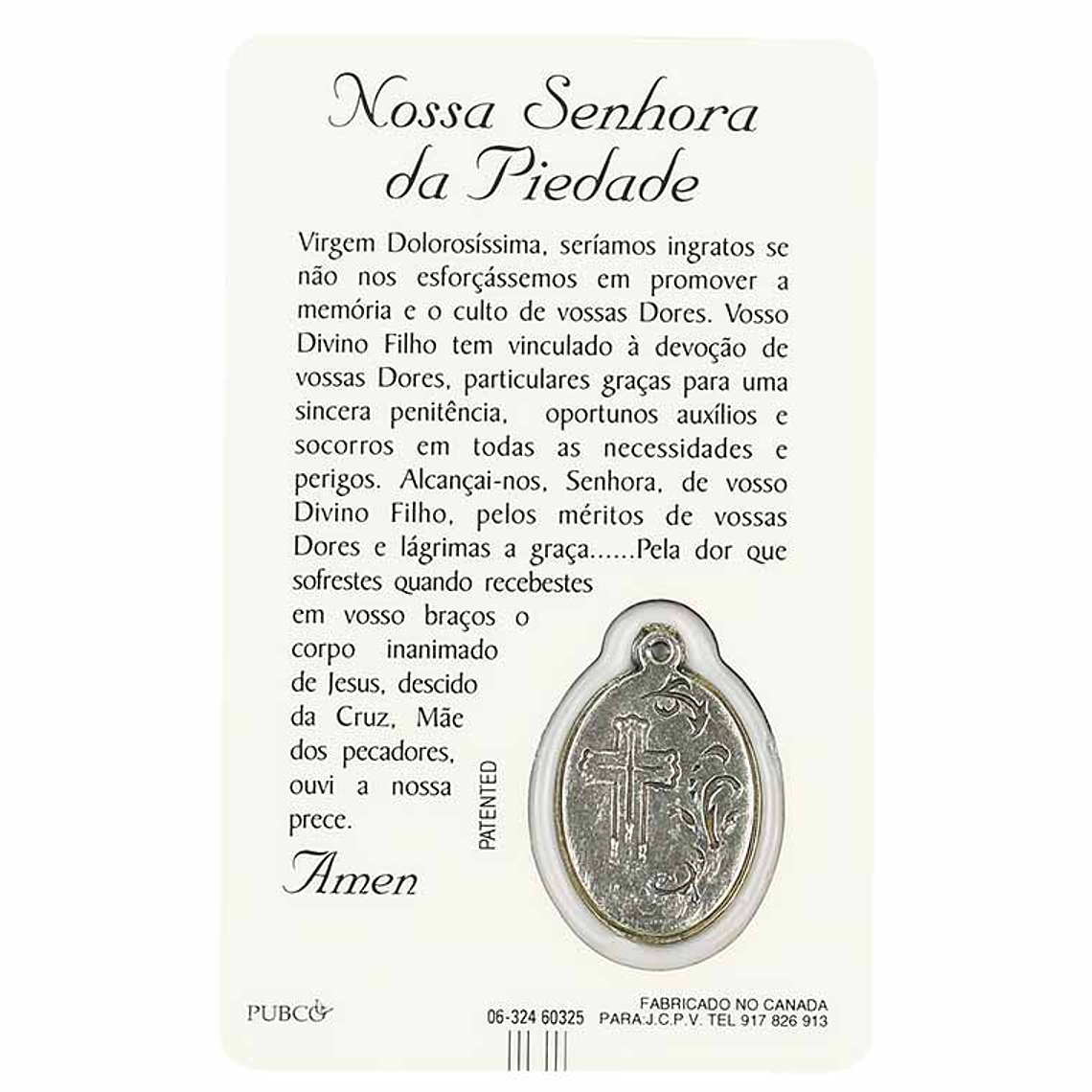 Carta di preghiera della Madonna della Pietà 2