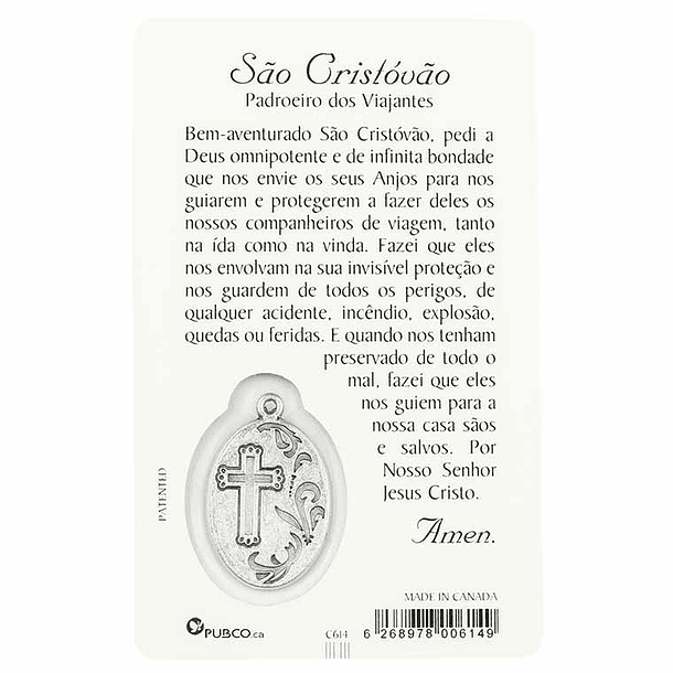 Carte avec prière de Saint Christophe. 2
