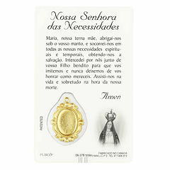 Prayer card of Our Lady of Needs