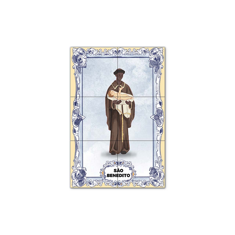 Painel de Azulejos de São Benedito 30 cm x 45 cm 1