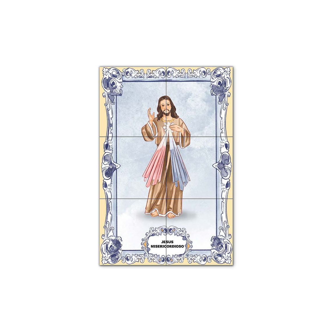 Painel de Azulejos de Jesus Misericordioso 30 cm x 45 cm 1