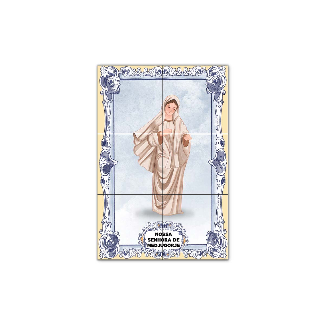 Painel de Azulejos de Nossa Senhora de Medjugorje 30 cm x 45 cm 1