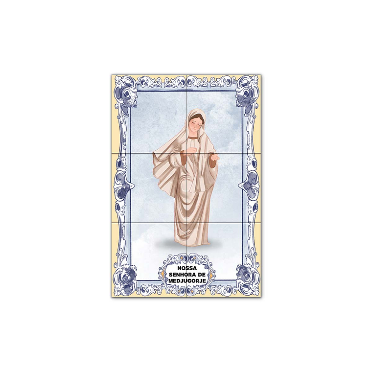 Painel de Azulejos de Nossa Senhora de Medjugorje 30 cm x 45 cm 1