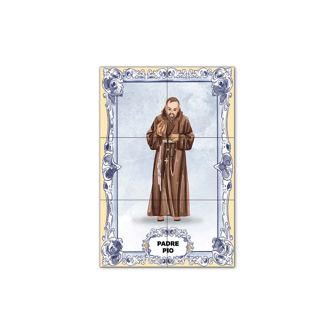 Painel de Azulejos do Padre Pio 30 cm x 45 cm 1
