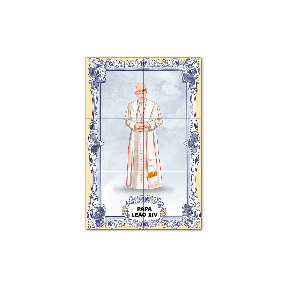 Painel de Azulejos do Papa Leão XIV 30 cm x 45 cm 1