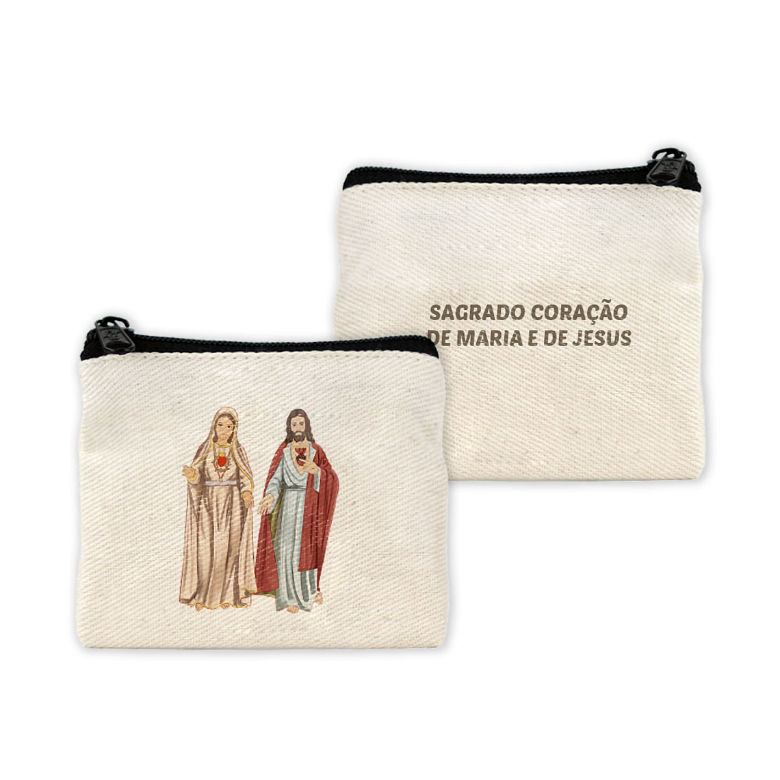 Carteira para terço de Sagrado Coração de Maria e de Jesus 1