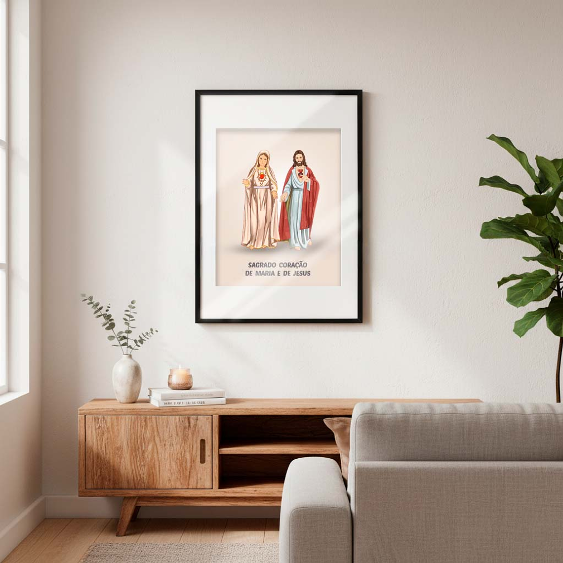 Póster del Sagrado Corazón de Jesús y María 2