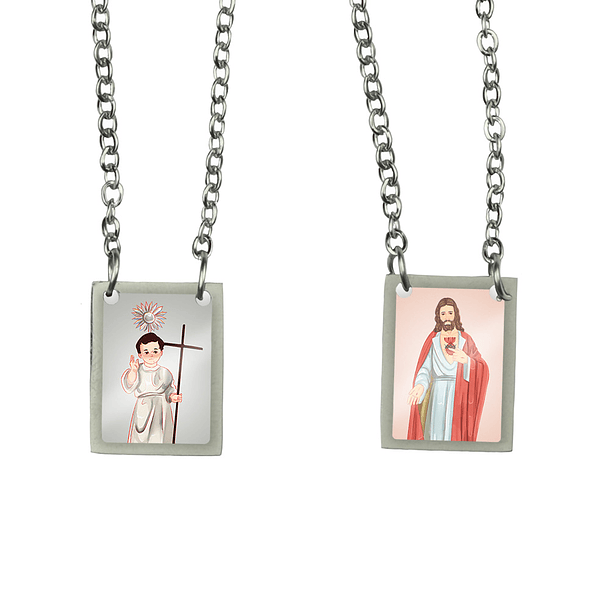 Escapulário de aço do Bom Jesus Menino 1