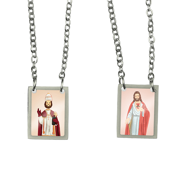 Saint Sylvester Stainless Steel Scapular 1