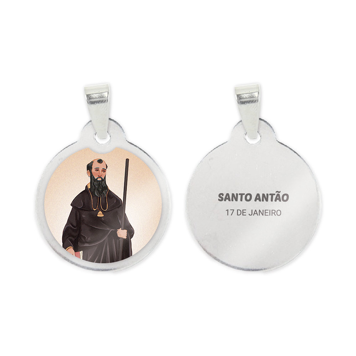 Collana e medaglia di Sant'Antonio Abate in acciaio 2