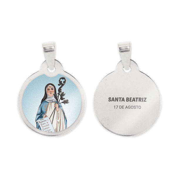 Fio e medalha de Santa Beatriz em aço inoxidável  2