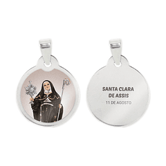 Saint Clare of Assisi chain and medal in stainless steel