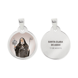 Saint Clare of Assisi necklace and medal in stainless steel
