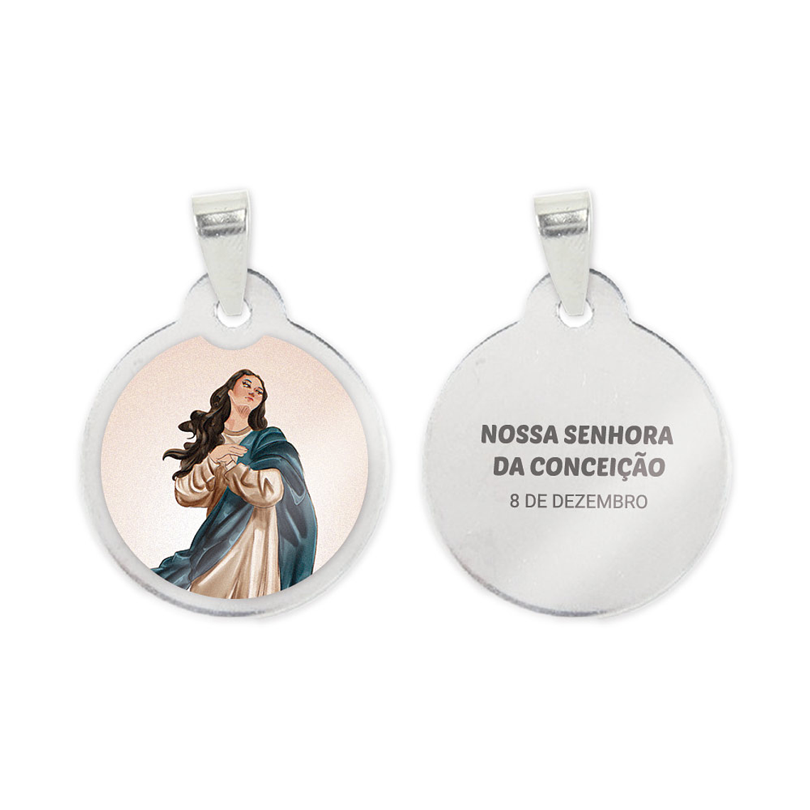 Fio e medalha de Nossa Senhora da Conceição em aço inoxidável 2