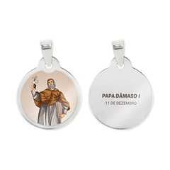 Fio e medalha do Papa Dâmaso I em aço inoxidável
