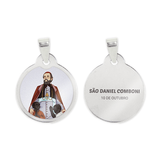 Chaîne et médaille de Saint Daniel Comboni en acier 2