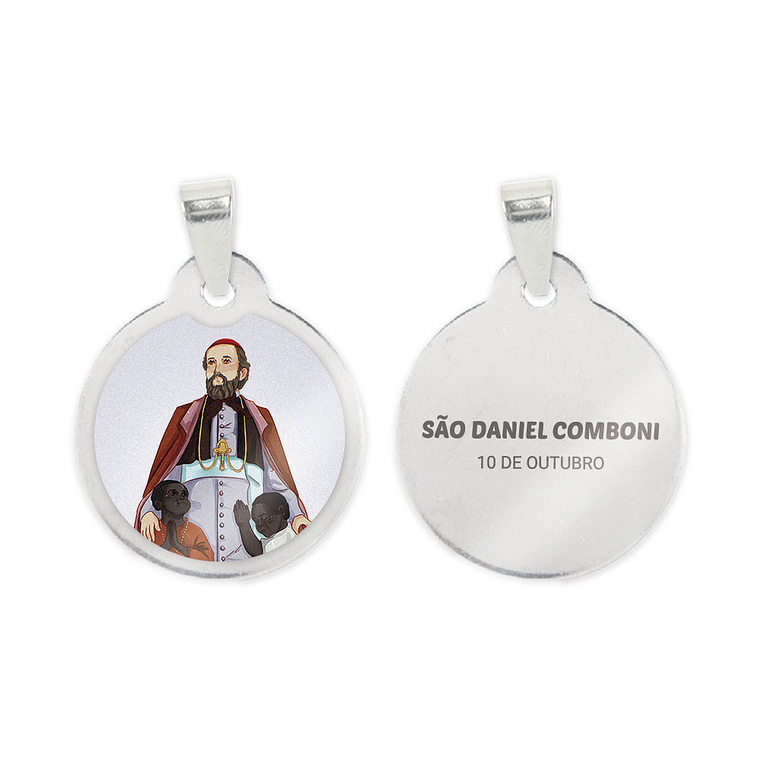 Collier et médaille de Saint Daniel Comboni en acier 2