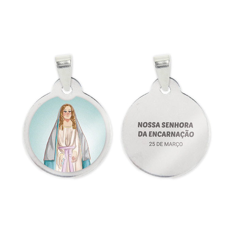 Fio e medalha de Nossa Senhora da Encarnação em aço inoxidável 2