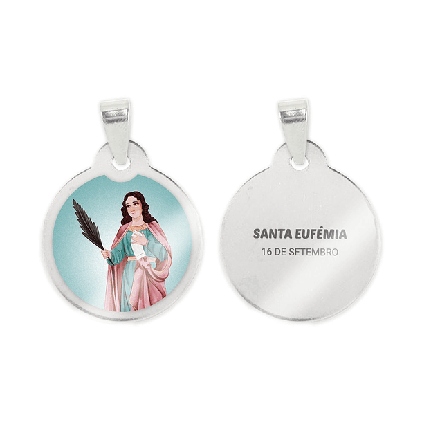 Fio e medalha de Santa Eufémia em aço inoxidável 2