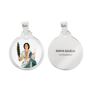 Fio e medalha de Santa Eulália em aço inoxidável