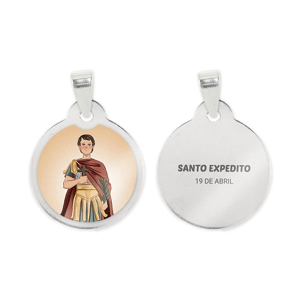 Fio e medalha de Santo Expedito em aço inoxidável 2