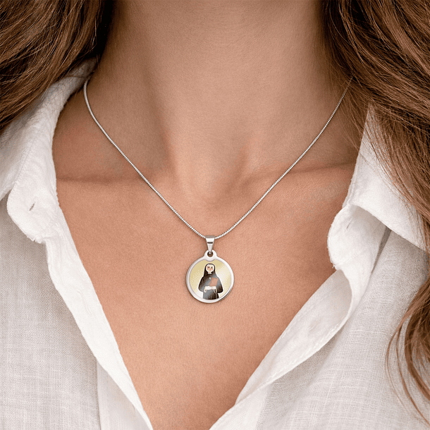 Fio e medalha de Santa Faustina em aço inoxidável 4