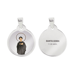 Cadena y medalla de Santa Gema en acero