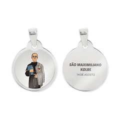 Cadena y medalla de San Maximiliano Kolbe en acero