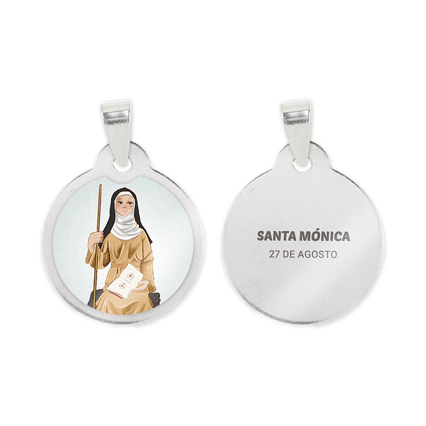 Cadena y medalla de Santa Mónica en acero 2