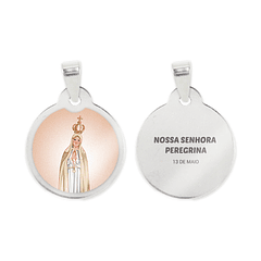 Cadena y medalla de Nuestra Señora Peregrina en acero