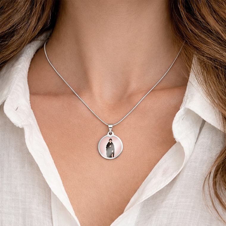 Collana e medaglia di San Pellegrino in acciaio 4