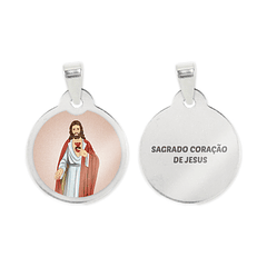 Cadena y medalla del Sagrado Corazón de Jesús en acero