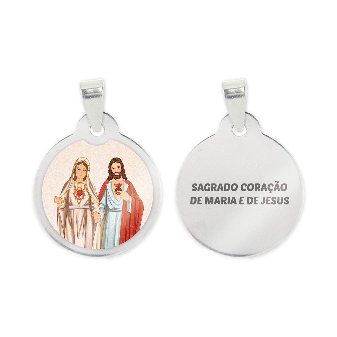 Collar y medalla del Sagrado Corazón de María y Jesús 2